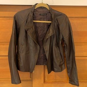 Theory brown leather jacket size P